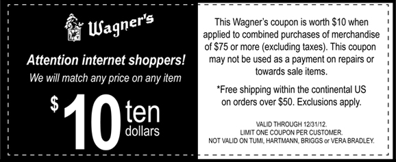 Wagner's shopping coupon